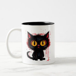 Mysteriöse Schwarze Katze Zweifarbige Tasse