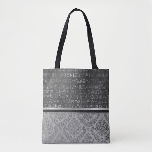 Mysteriöse Silver Egyptian Symbols Silver Damask Tasche (Vorderseite)