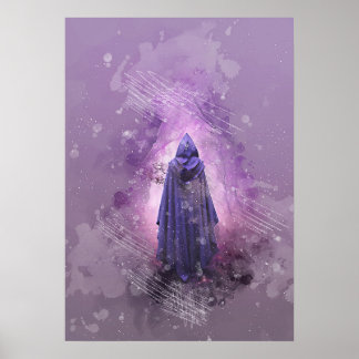 mysteriöse Zauberfigur Aquarellmalerei Poster