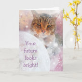 Mysteriöser Cat Happy Abschluss Karte (Gelbe Blume)