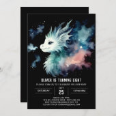 Mysteriöser Feueratemdrache zum Geburtstag Einladung (Vorne/Hinten)