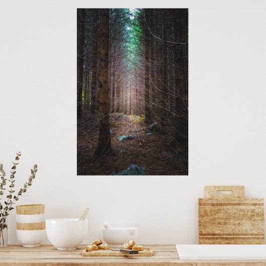 Mysteriöser Fichtenwald Poster (Küche)
