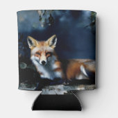 Mysteriöser Fuchs im Holzportrait Dosenkühler (Rückseite)