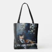 Mysteriöser Fuchs im Holzportrait Tasche (Rückseite)