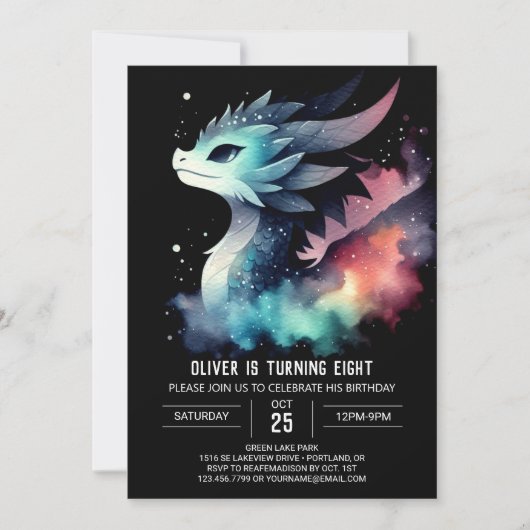 Mysteriöser kühne Drache Geburtstag Einladung (Vorderseite)