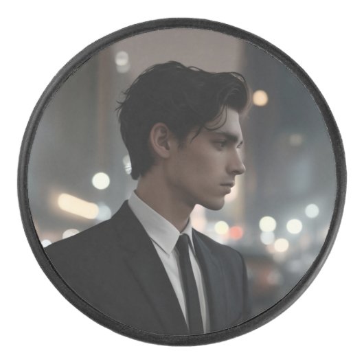 Mysteriöser Mann im Anzug bei Nacht - Kinofilm Eishockey Puck (Vorderseite)