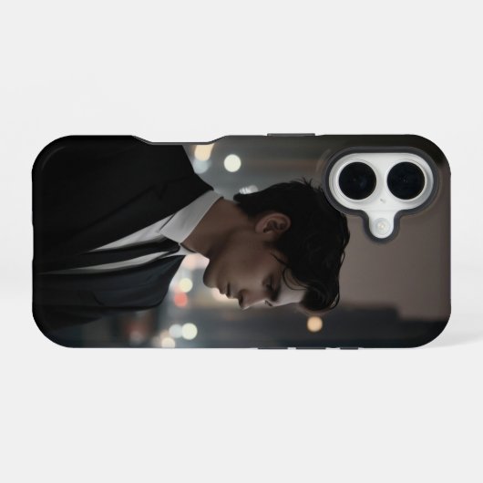 Mysteriöser Mann im Anzug bei Nacht - Kinofilm iPhone 16 Hülle (Rückseite (Horizontal))