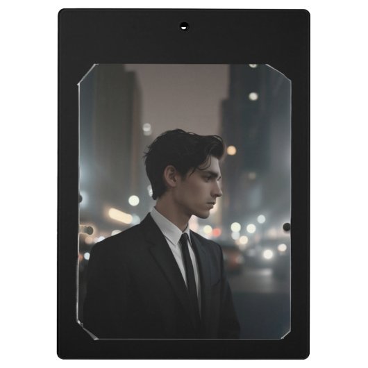 Mysteriöser Mann im Anzug bei Nacht - Kinofilm Klemmbrett (Rückseite)