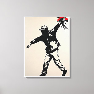 Mysteriöser Mann mit Blume Leinwanddruck