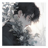 Mysteriöser Mensch und Blume Fotodruck (Vorne)