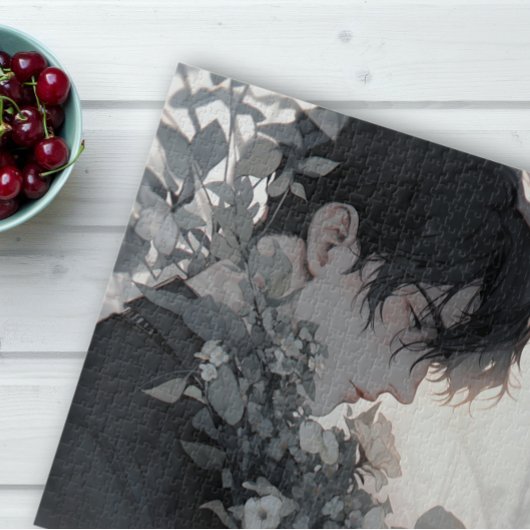 Mysteriöser Mensch und Blume Puzzle