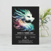 Mysteriöser Niedlicher Drache Geburtstag Einladung (Stehend Vorderseite)