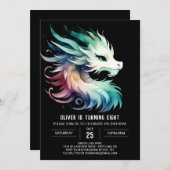 Mysteriöser Niedlicher Drache Geburtstag Einladung (Vorne/Hinten)
