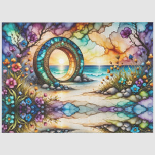 Mysteriöser Portal Floral Ocean Beach Seidenpapier