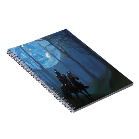 Mysteriöser Schwarzer Ritter im Mondlichtwald Notizblock (Rechte Seite)