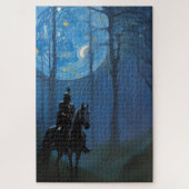 Mysteriöser Schwarzer Ritter im Mondlichtwald Puzzle (Vertikal)