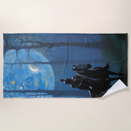 Mysteriöser Schwarzer Ritter im Mondlichtwald Strandtuch (Vorderseite)