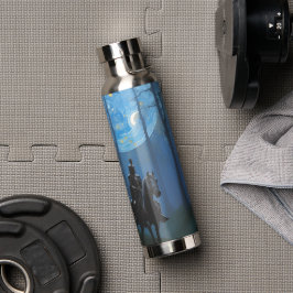 Mysteriöser Schwarzer Ritter im Mondlichtwald Trinkflasche