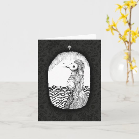 Mysteriöser Spooky Surrealismus Gothic Art Hallowe Karte (Gelbe Blume)