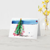 Mysteriöser Weihnachtsbaum im Schnee Karte (Gelbe Blume)