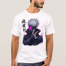 Mysteriöser, weißhaariger Anime-Krieger mit Maske T-Shirt
