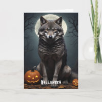 Mysteriöser Wolf mit KürbisHalloween-Kunst