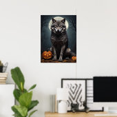 Mysteriöser Wolf mit KürbisHalloween-Kunst Poster (Heimbüro)