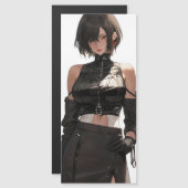 Mysteriöses Anime Girl Leather Magnetkarte (Vorne/Hinten)