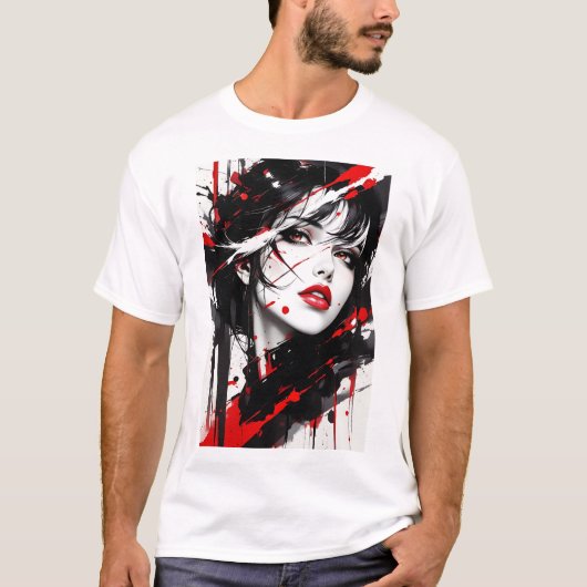 mysterioses Anime-Mädchen T-Shirt (Vorderseite)
