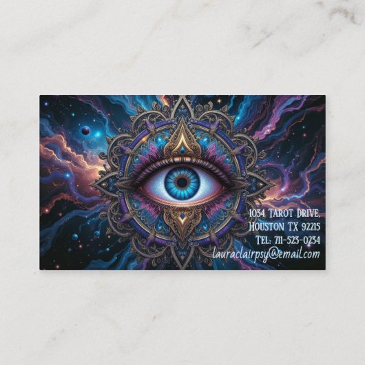 Mysteriöses Auge Mandala Clairvoyant Psychisches M Visitenkarte (Rückseite)
