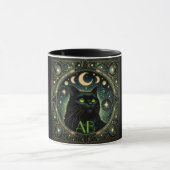 Mysteriöses Black Cat Celestial Art Nouveau Design Tasse (Zentrum)