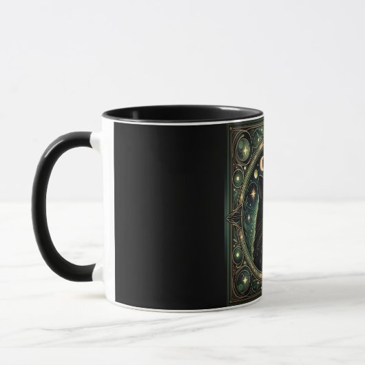 Mysteriöses Black Cat Celestial Art Nouveau Design Tasse (Links)