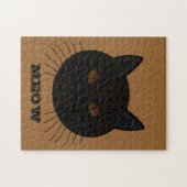 Mysteriöses Black Cat Face Brown Jigsaw Puzzle (Horizontal)
