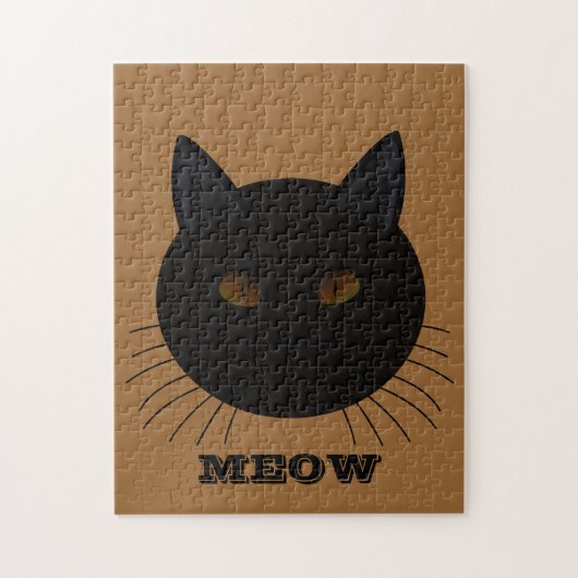 Mysteriöses Black Cat Face Brown Jigsaw Puzzle (Vertikal)