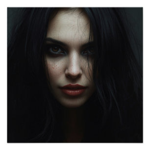 Mysteriöses dunkelhaariges Portrait Poster