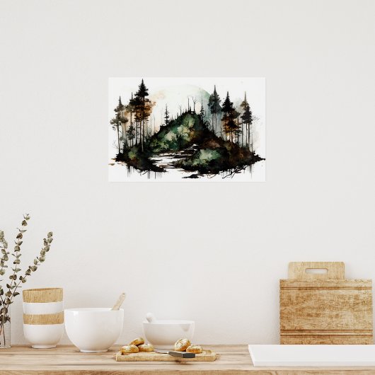 Mysteriöses dunkles Waldwasser Poster (Küche)