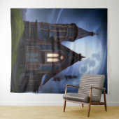 Mysteriöses gotisches Haus auf Hügel Wandteppich (Beispiel (Horizontal))