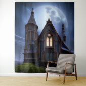 Mysteriöses gotisches Haus auf Hügel Wandteppich (Beispiel)