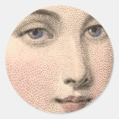 Mysteriöses Lächeln der wunderschönen französische Runder Aufkleber (Vorderseite)