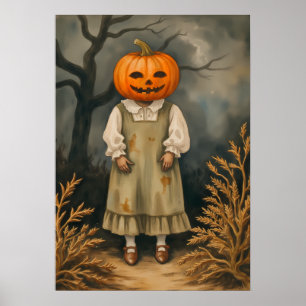 Mysteriöses Mädchen mit Pumpkin Head - Spooky Poster