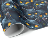 Mysteriöses Schwarzes Katzenmuster Geschenkpapier (Rolleneckpunkt)