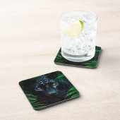 Mysteriöses Schwarzes Panther Jungle Wildlife Desi Getränkeuntersetzer (Rechte Seite)