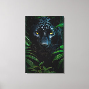 Mysteriöses Schwarzes Panther Jungle Wildlife Desi Leinwanddruck