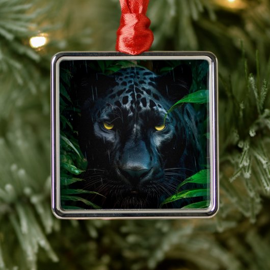 Mysteriöses Schwarzes Panther Jungle Wildlife Desi Ornament Aus Metall (Baum)
