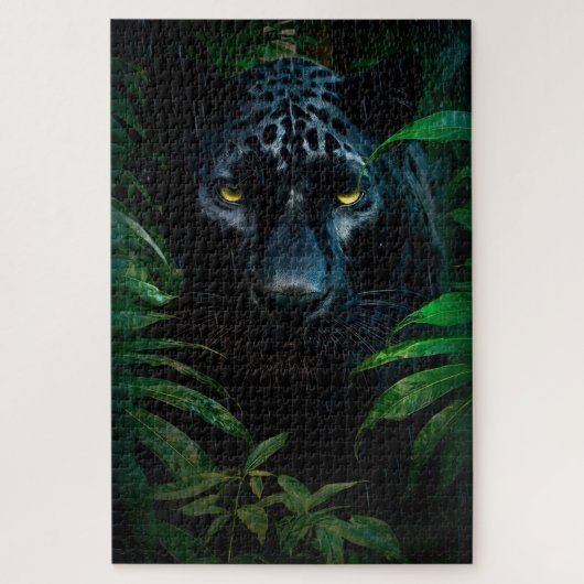Mysteriöses Schwarzes Panther Jungle Wildlife Desi Puzzle (Vertikal)