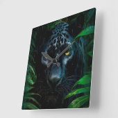 Mysteriöses Schwarzes Panther Jungle Wildlife Desi Quadratische Wanduhr (Winkel)