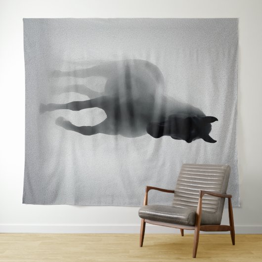 Mysteriöses Schwarzes Pferd, das aus dem Nebst auf Wandteppich (Beispiel (Horizontal))