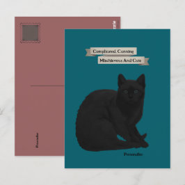 Mysteriöses Schwarzkatzenangebot Persönliches Aqua Postkarte