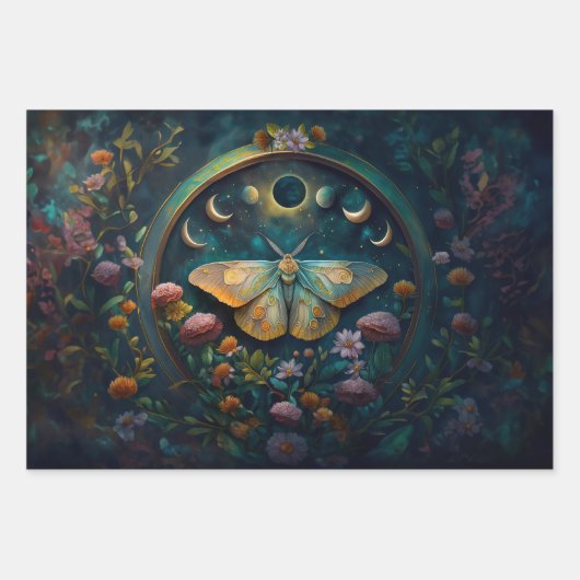 Mysteriöses Twilight Portal, Mystic Floral Fantasy Geschenkpapier Set (Vorderseite)