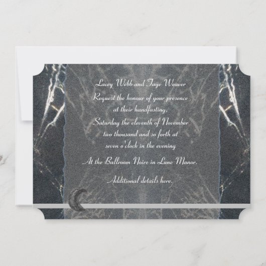 Mysteriöses Web Goth Gothic Black Gray Handfasting Einladung (Rückseite)